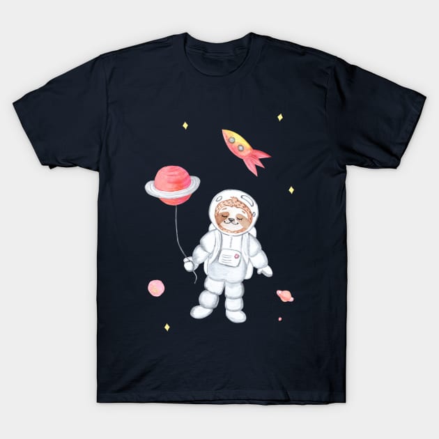 sloth in space T-Shirt by DreamLoudArt